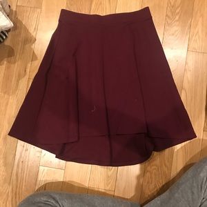 Red A line high low skirt